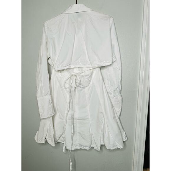 PATOU White Pleated Summer Tie Waist Button Down Top Shirt Dress Size EU 44 - Picture 10 of 15